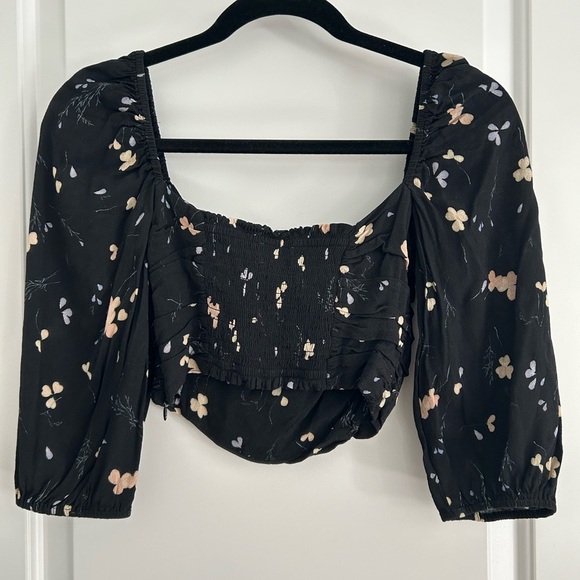 Aritzia Wilfred Lolita Floral Black Blouse - Picture 6 of 6